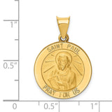 14k Polished and Satin Hollow St Paul Medal Round Pendant XR1377