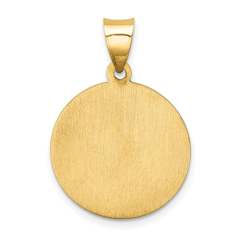 14k Polished and Satin Hollow St Paul Medal Round Pendant XR1377