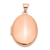 14k Rose Gold Polished Plain 21mm Oval Locket XL675