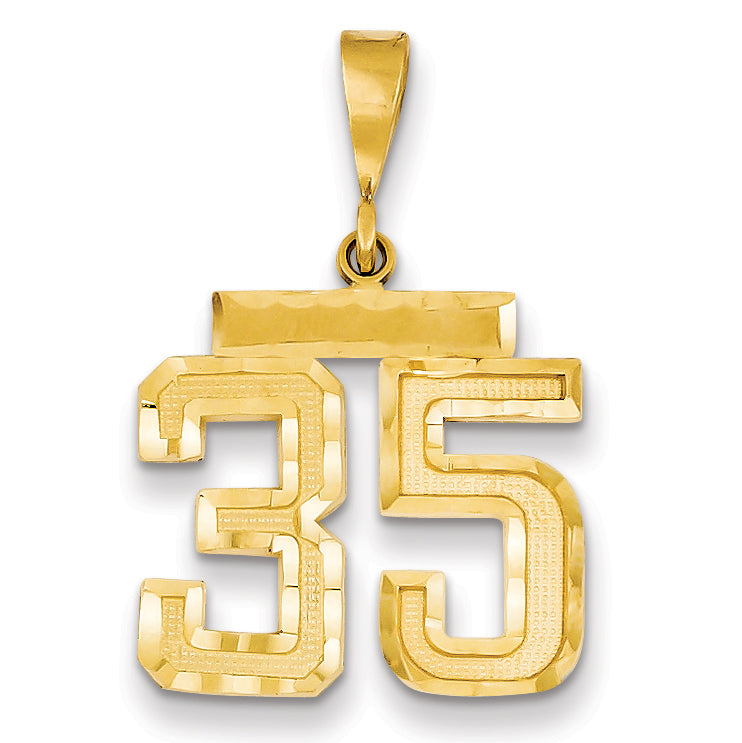 14k Medium Diamond-cut Number 35 Charm MN35