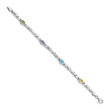 14k White Gold Complete Oval Amethyst Fancy Link 7 inch Bracelet BM4497