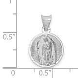 14k White Gold Polished Diamond-cut Semi-solid Our Lady Of Guadalupe Round Pendant K6336