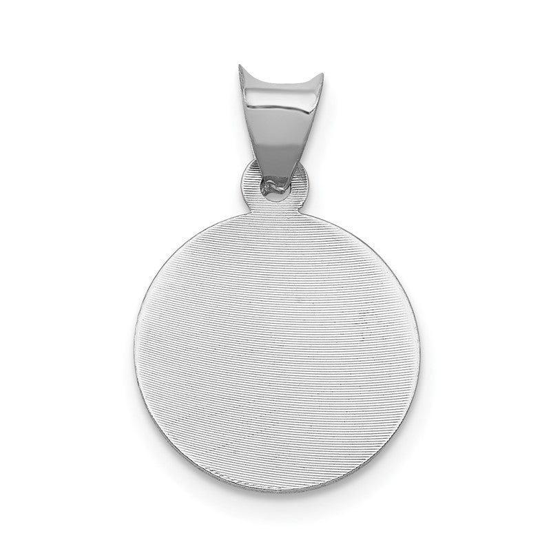14k White Gold Polished Diamond-cut Semi-solid Our Lady Of Guadalupe Round Pendant K6336