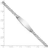 14k White Gold Polished Semi-Solid Chain/Solid Plate Cuban Link Soft Diamond Shape 25.5x7.5mm Plate 7 inch ID Bracelet DCID106CW