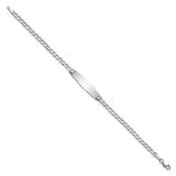 14k White Gold Polished Semi-Solid Chain/Solid Plate Cuban Link Soft Diamond Shape 25.5x7.5mm Plate 7 inch ID Bracelet DCID106CW