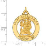 14k Polished and Satin Solid Cut-out St. Christopher Medal Round Pendant XR1797
