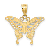 14k and White Rhodium Diamond-cut Butterfly Pendant K4841