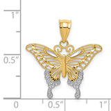 14k and White Rhodium Diamond-cut Butterfly Pendant K4841