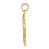 14k Polished Hummingbird with Flower Pendant K5993