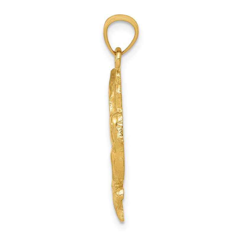 14k Polished Hummingbird with Flower Pendant K5993