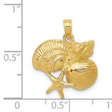 14k Four Shell Cluster Pendant C3379