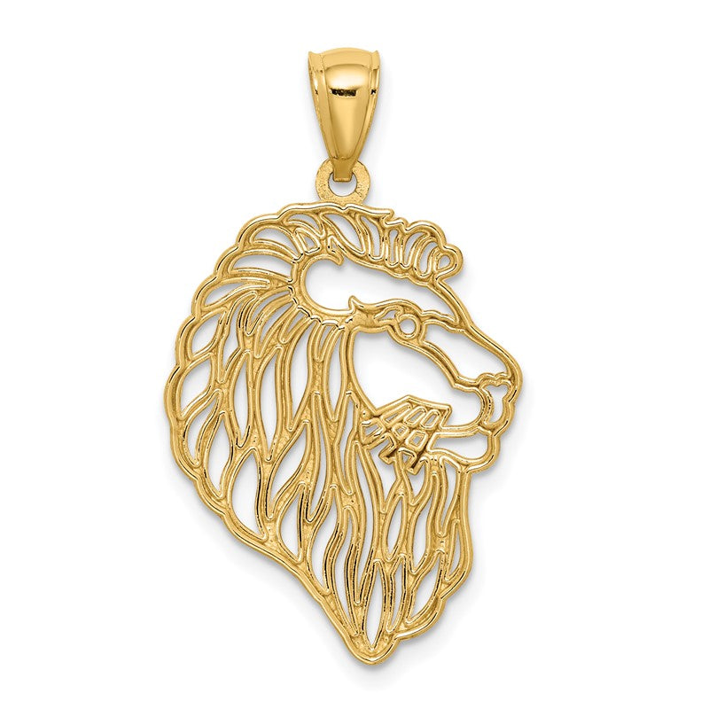 14K Diamond-Cut Lion Profile Pendant C4581