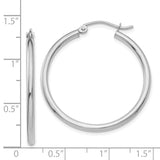 14k White Gold 2x30mm Polished Lightweight Tube Hoop Earrings T826L