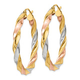 14k Tri-color Light Twisted Hoop Earrings TF655