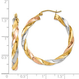 14k Tri-color Light Twisted Hoop Earrings TF655