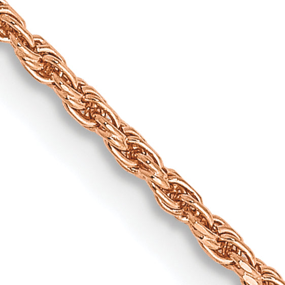 14K Rose Gold 10 inch 1.5mm Diamond-cut Man Made Rope with Lobster Clasp Anklet R012