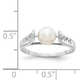 14k White Gold 6mm White Freshwater Cultured Pearl Filigree Ring Y1846PL
