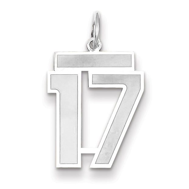 14kw Medium Satin Number 17 Charm WSM17