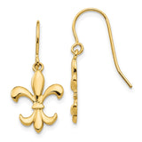 14k Polished Fleur de lis Dangle French Hook Earrings TM791