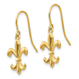 14k Polished Fleur de lis Dangle French Hook Earrings TM791