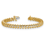 14k Complete 0.93 carat Round VS Diamond Fancy Spiral 7 inch Tennis Bracelet X2000VS
