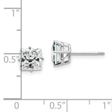 14k White Gold 6mm Princess-cut Cubic Zirconia Post Earrings XE62WCZ