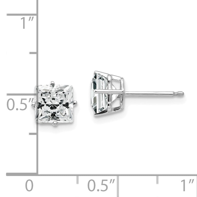 14k White Gold 6mm Princess-cut Cubic Zirconia Post Earrings XE62WCZ