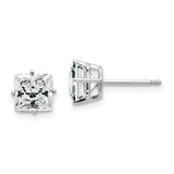 14k White Gold 6mm Princess-cut Cubic Zirconia Post Earrings XE62WCZ