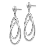 14k White Gold Polished Teardrop Dangle Post Earrings TL130