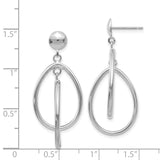 14k White Gold Polished Teardrop Dangle Post Earrings TL130