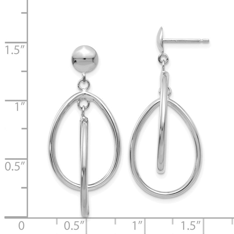 14k White Gold Polished Teardrop Dangle Post Earrings TL130