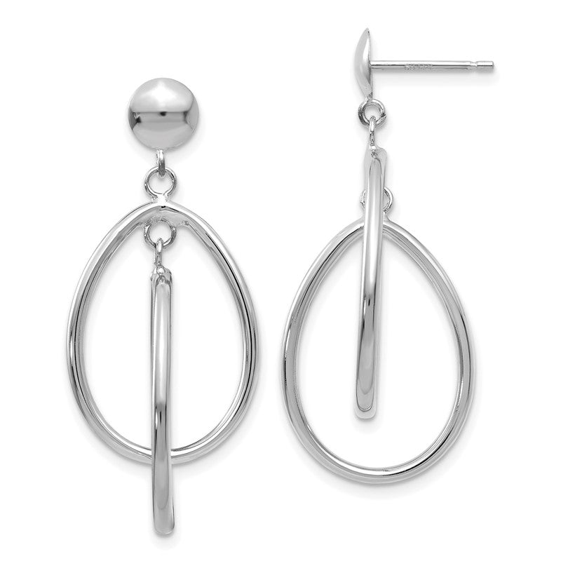 14k White Gold Polished Teardrop Dangle Post Earrings TL130