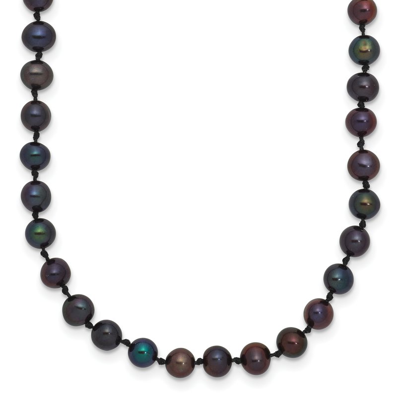 14k 4-5mm Black Near-Round Freshwater Cultured Pearl 16 inch Necklace BPN040