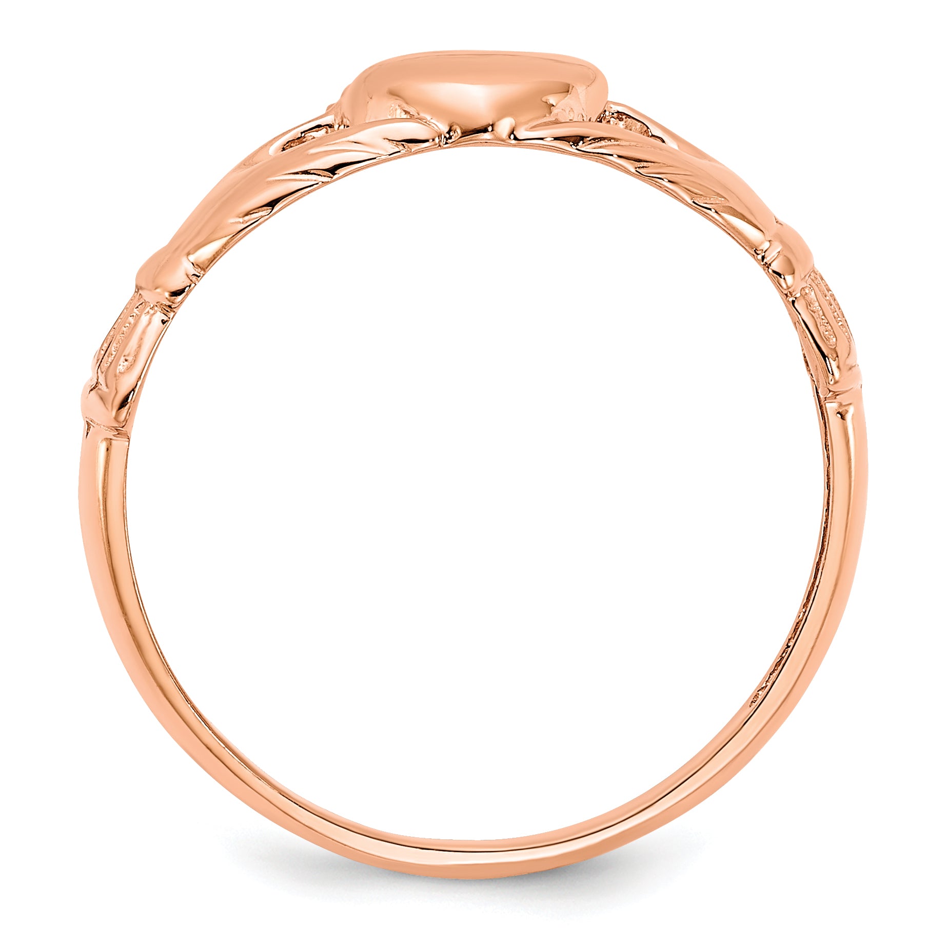 14k Rose Gold Polished Claddagh Ring K5933