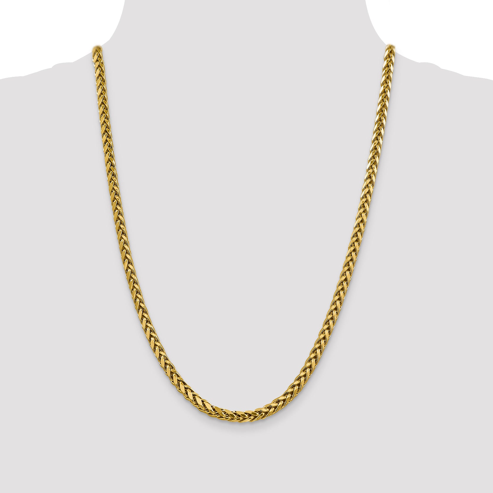 14K 18 inch 5mm Semi-Solid Diamond-cut Wheat with Lobster Clasp Chain BC186
