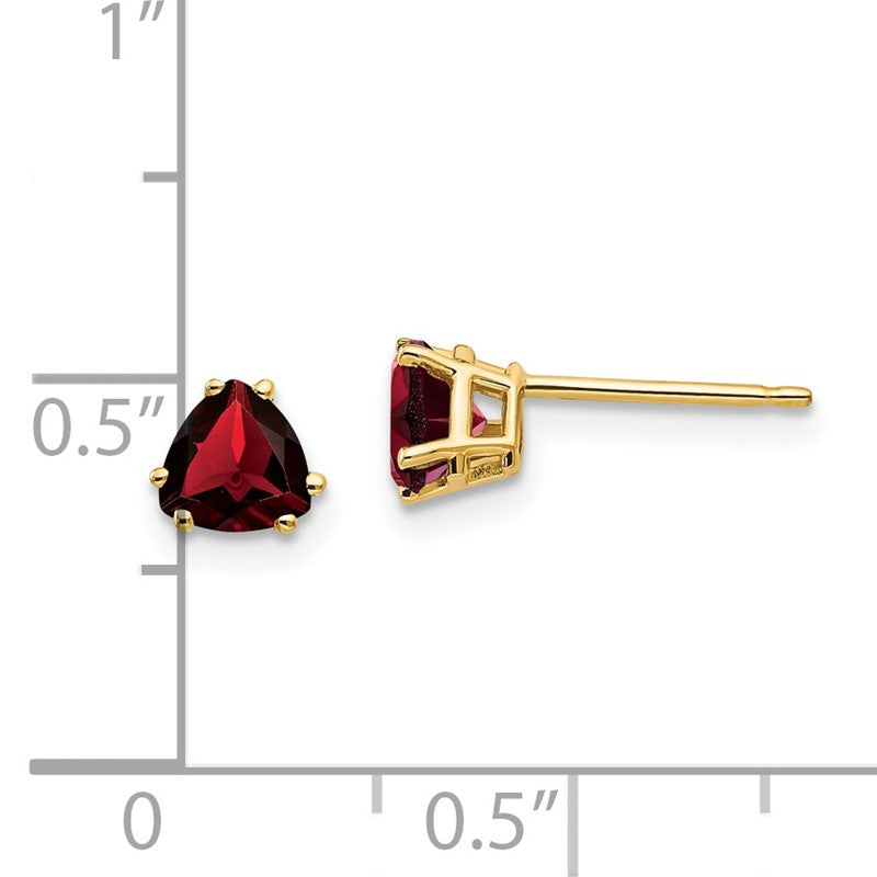 14k 5mm Trillion Garnet Post Earrings XE93GA