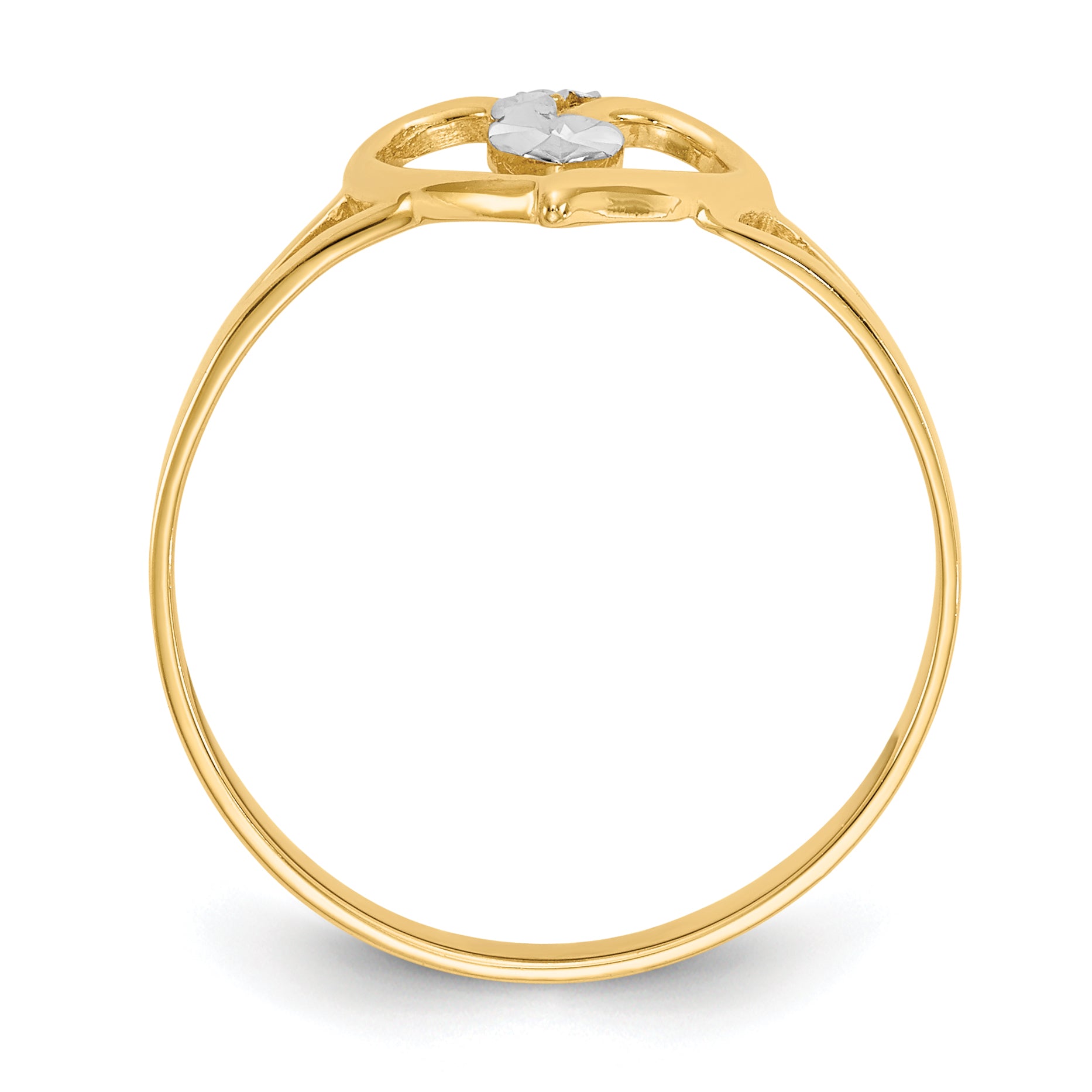 14K and White Rhodium Polished Heart Ring K2072