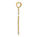 14K and White Rhodium Polished I LOVE YOU Script Fleur de Lis Heart Key Charm C4489