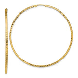 14k 1.35x60mm Diamond-cut Square-Tube Endless Hoop Earrings TF1003