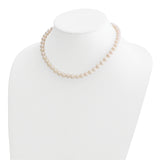 14k 7-8mm White Round Akoya Saltwater Cultured Pearl 16 inch Necklace PL70AA