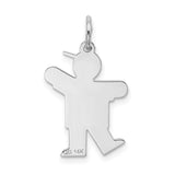 14k White Gold The Kids Small Heart Shirt Boy Engravable Kiss Charm XK1145W