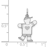 14k White Gold The Kids Small Heart Shirt Boy Engravable Kiss Charm XK1145W