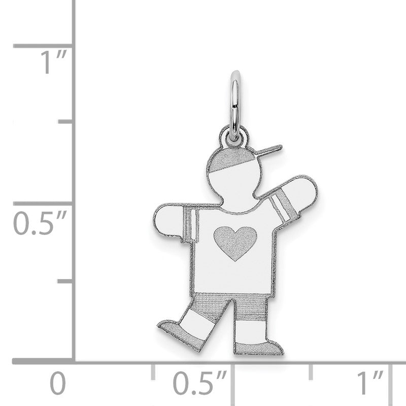 14k White Gold The Kids Small Heart Shirt Boy Engravable Kiss Charm XK1145W