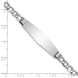 14k White Gold Polished Semi-Solid Chain/Solid Plate Cuban Link Soft Diamond Shape 34x10mm Plate 7 inch ID Bracelet DCID133CW