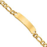14k Polished Solid Chain/Solid Plate Figaro Link 47x12mm Plate 8 inch ID Bracelet LK109ID