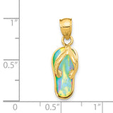 14k Polished 3-D Lab Created White Opal Flip Flop Pendant K6089