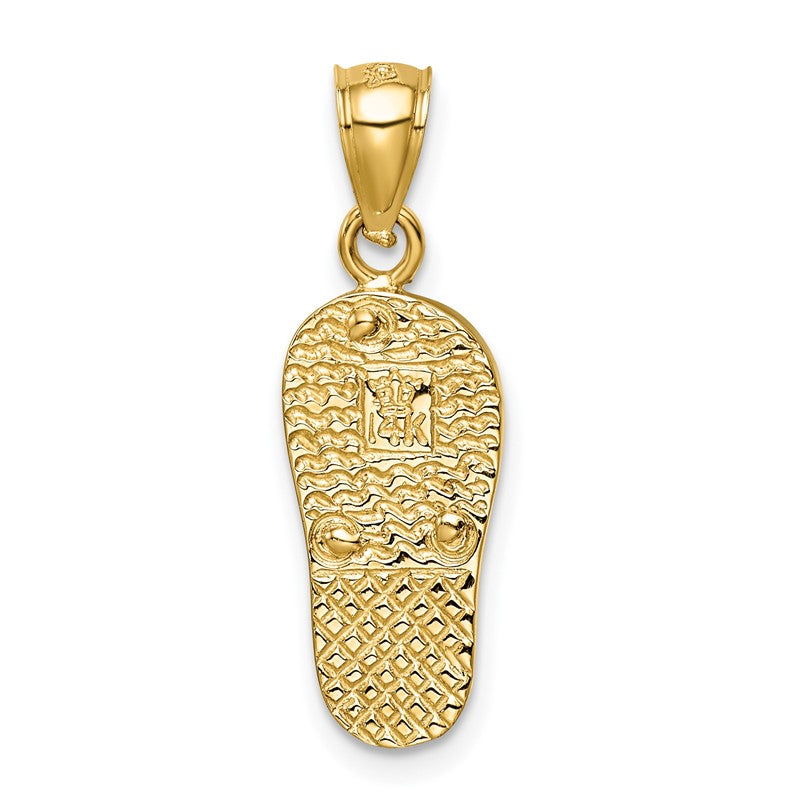 14k Polished 3-D Lab Created White Opal Flip Flop Pendant K6089