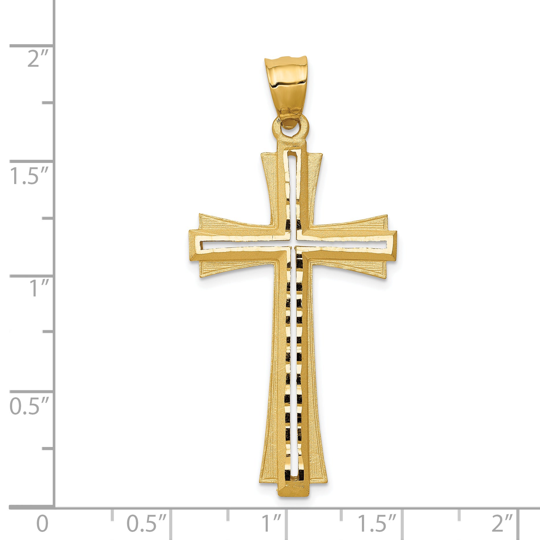 14K Diamond Cut and Satin Cross Pendant C172
