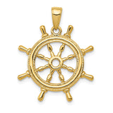 14K  3-D Ships Wheel Pendant K3071