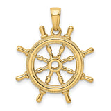 14K  3-D Ships Wheel Pendant K3071